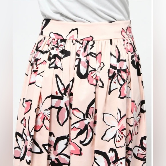 KATE SPADE Pink Floral Skirt Tiger Lily Flower Midi Antilles Bubble High Waist 4 - Picture 5 of 13